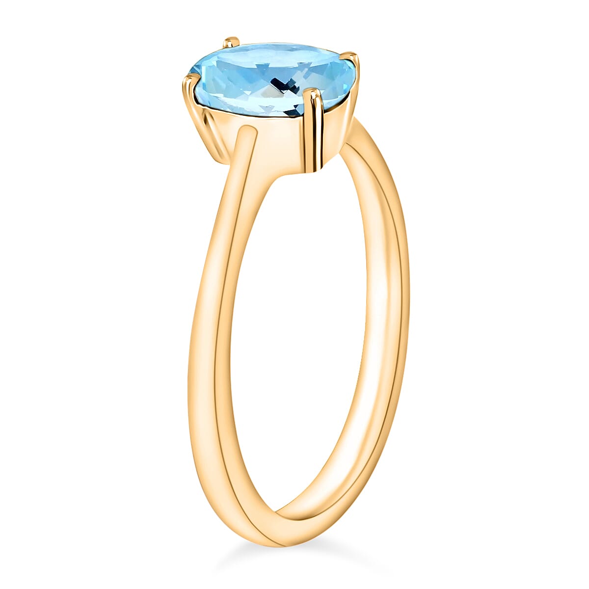 Aquamarine Ring in Vermeil Yellow Gold Sterling Silver 1.30 Ct 7717596 2