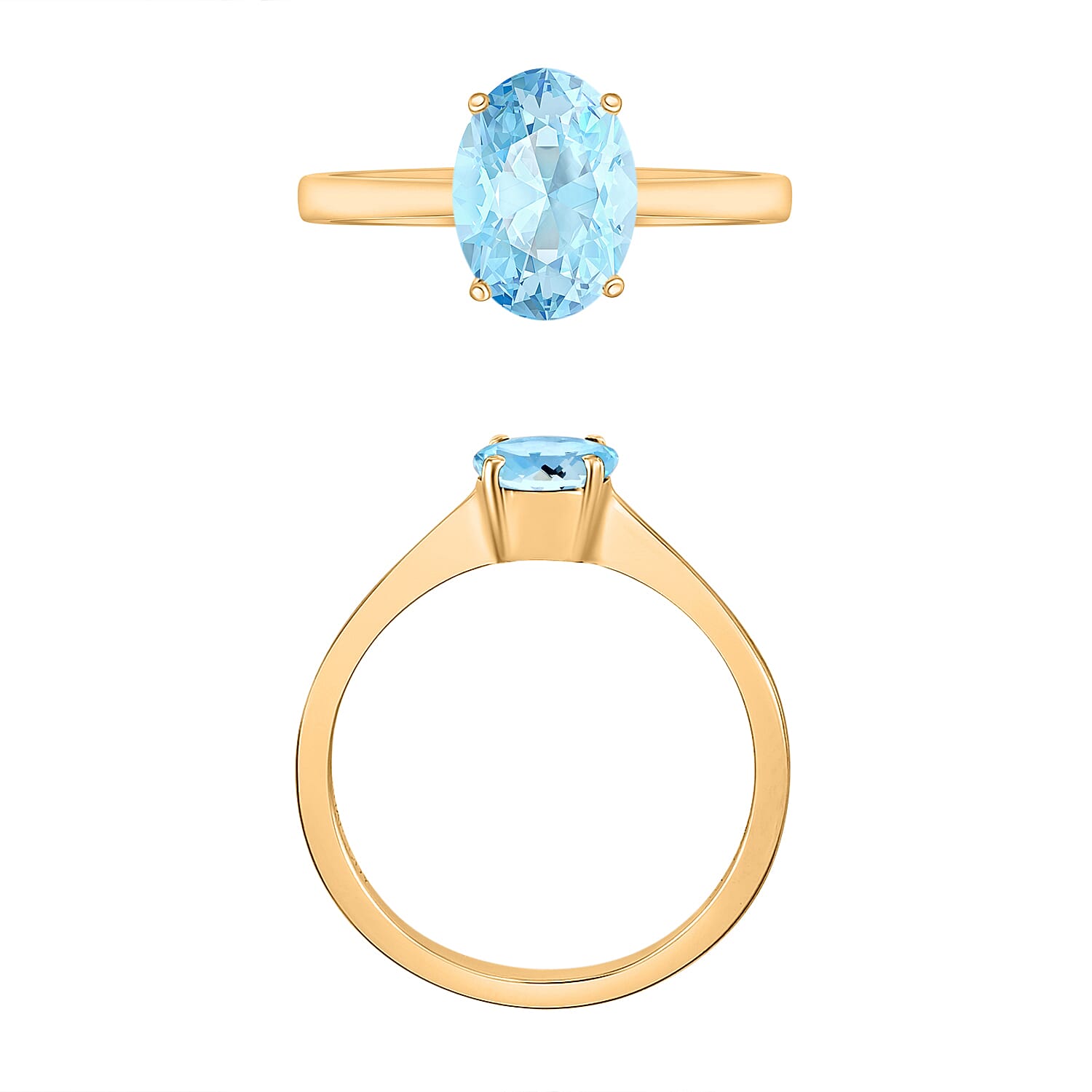 Aquamarine Ring in Vermeil Yellow Gold Sterling Silver 1.30 Ct 7717596 3