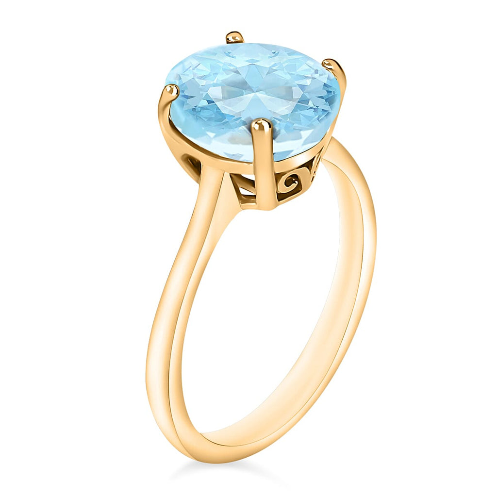 Aquamarine  Solitaire Ring in Vermeil YG Sterling Silver 2.40 ct  2.400  Ct.