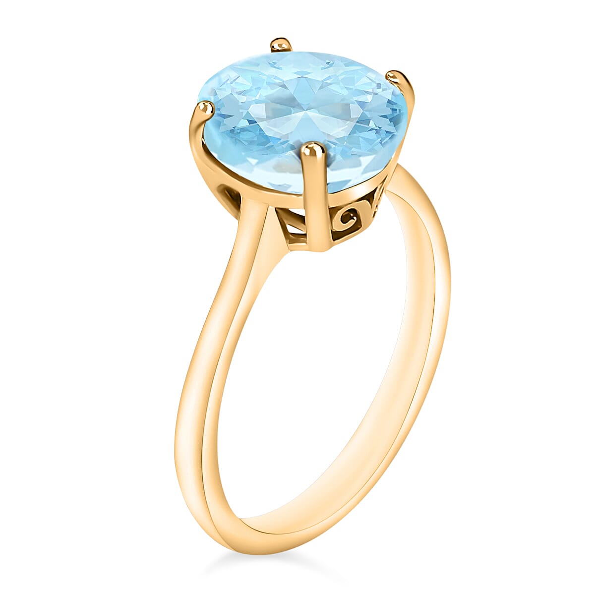 Aquamarine  Solitaire Ring in Vermeil YG Sterling Silver 2.40 ct  2.400  Ct. 7717069 2