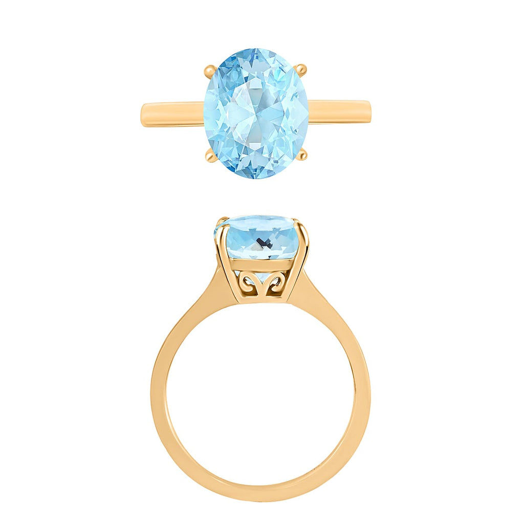 Aquamarine  Solitaire Ring in Vermeil YG Sterling Silver 2.40 ct  2.400  Ct.