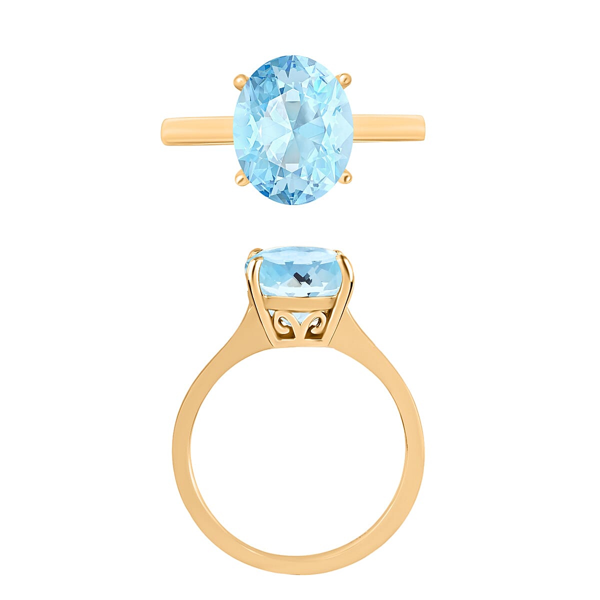 Aquamarine  Solitaire Ring in Vermeil YG Sterling Silver 2.40 ct  2.400  Ct. 7717069 3