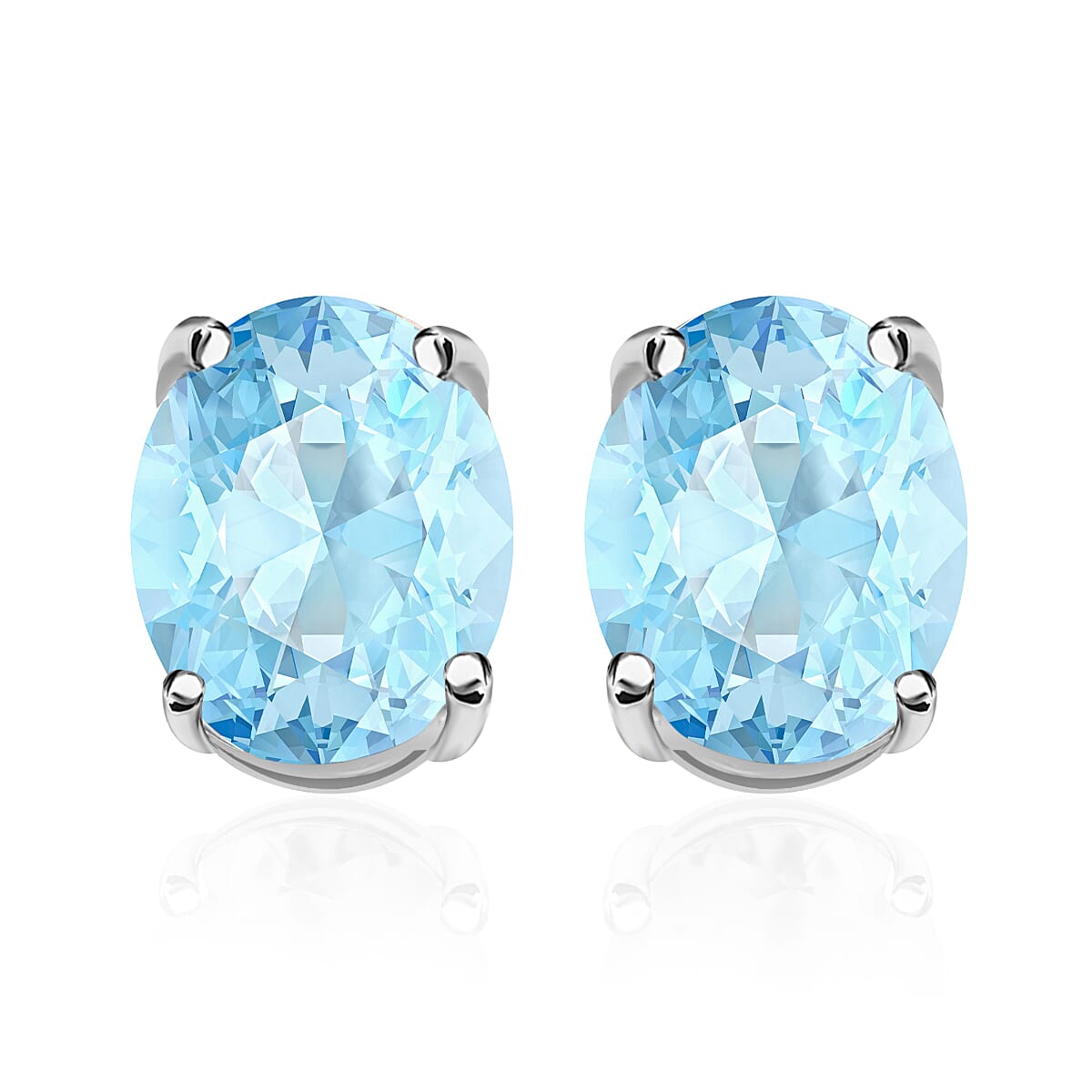 Aquamarine Solitaire Stud Push Post Earring in Platinum Overlay Sterling Silver 0.20 Ct 8000690 0