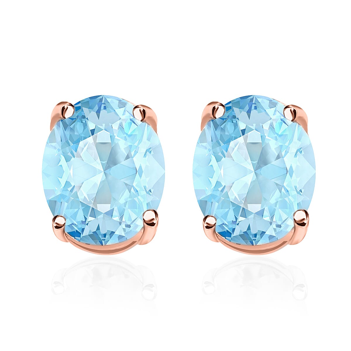 Aquamarine Solitaire Stud Push Post Earrings in Vermeil Rose Gold Plated Sterling Silver 8000692 0
