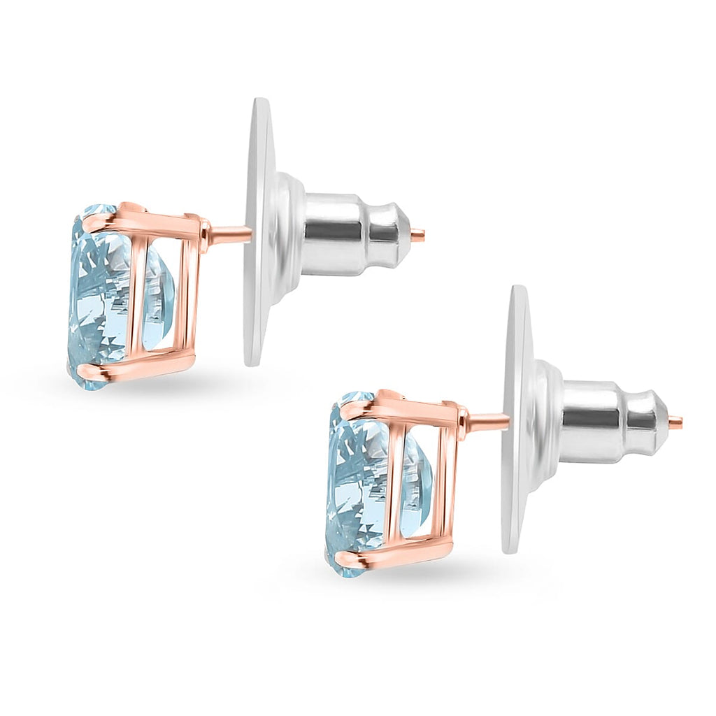 Aquamarine  Solitaire Stud Push Post Earring in Vermeil RG Sterling Silver 2.60 ct  0.200  Ct.