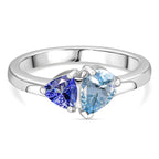Aquamarine & Tanzanite Solitaire Ring in Rhodium Overlay Sterling Silver 1.09 Ct.