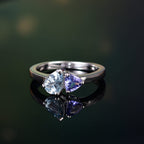 Aquamarine & Tanzanite Solitaire Ring in Rhodium Overlay Sterling Silver 1.09 Ct.