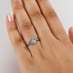 Aquamarine & Tanzanite Solitaire Ring in Rhodium Overlay Sterling Silver 1.09 Ct.