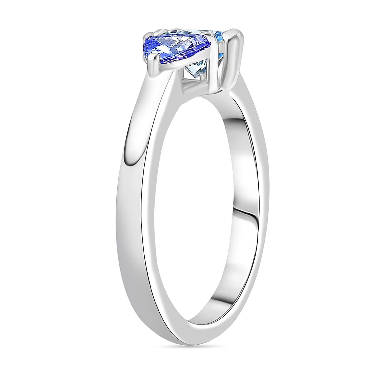 THE TOI ET MOI - Aquamarine and Tanzanite Solitaire Ring in Rhodium Overlay Sterling Silver 1.09 Ct. 8066759 4