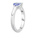 Aquamarine & Tanzanite Solitaire Ring in Rhodium Overlay Sterling Silver 1.09 Ct.