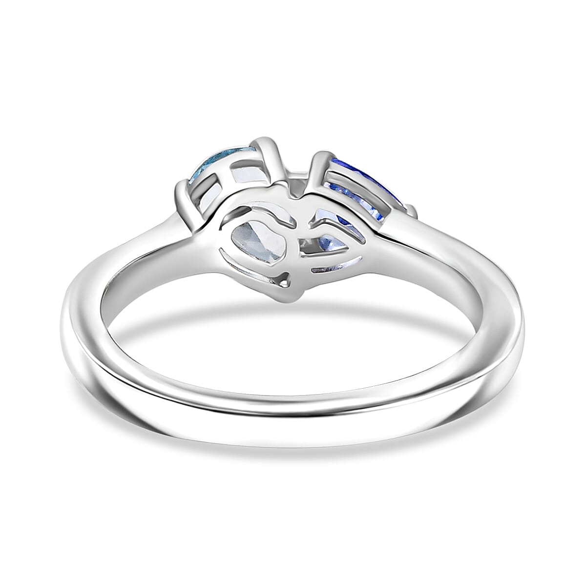 THE TOI ET MOI - Aquamarine and Tanzanite Solitaire Ring in Rhodium Overlay Sterling Silver 1.09 Ct. 8066759 5