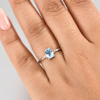 Aquamarine & White Diamond Solitaire Ring in Rhodium Overlay Sterling Silver 0.84 Ct.