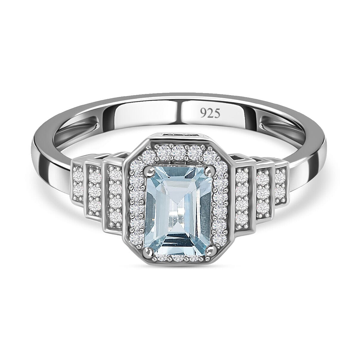 Espirito Santo Aquamarine and Natural Zircon Ring in Platinum Overlay Sterling Silver 1.28 Ct 7378505 0