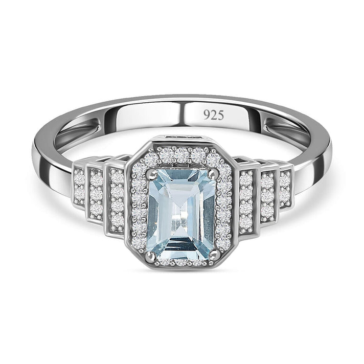 Espirito Santo Aquamarine and Natural Zircon Ring in Platinum Overlay Sterling Silver 1.28 Ct 7378505 1