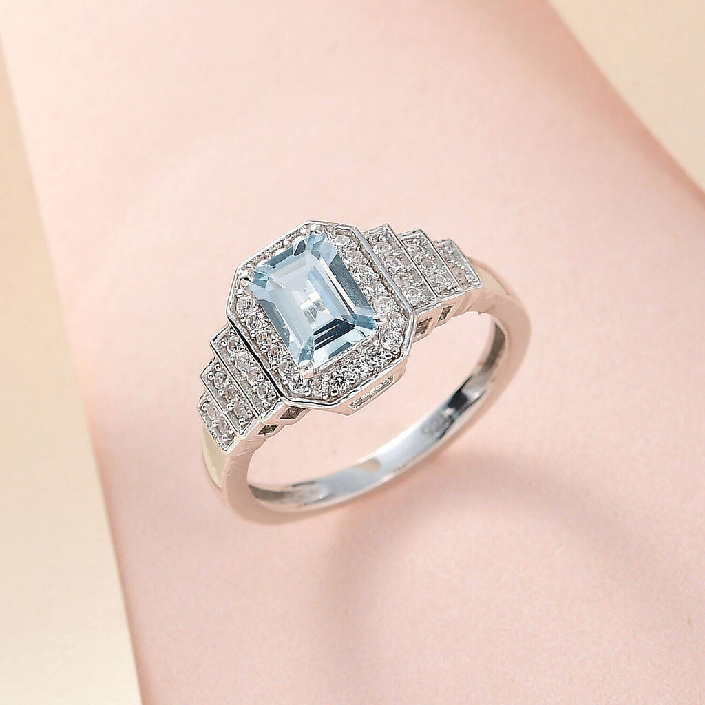 Espirito Santo Aquamarine and Natural Zircon Ring in Platinum Overlay Sterling Silver 1.28 Ct