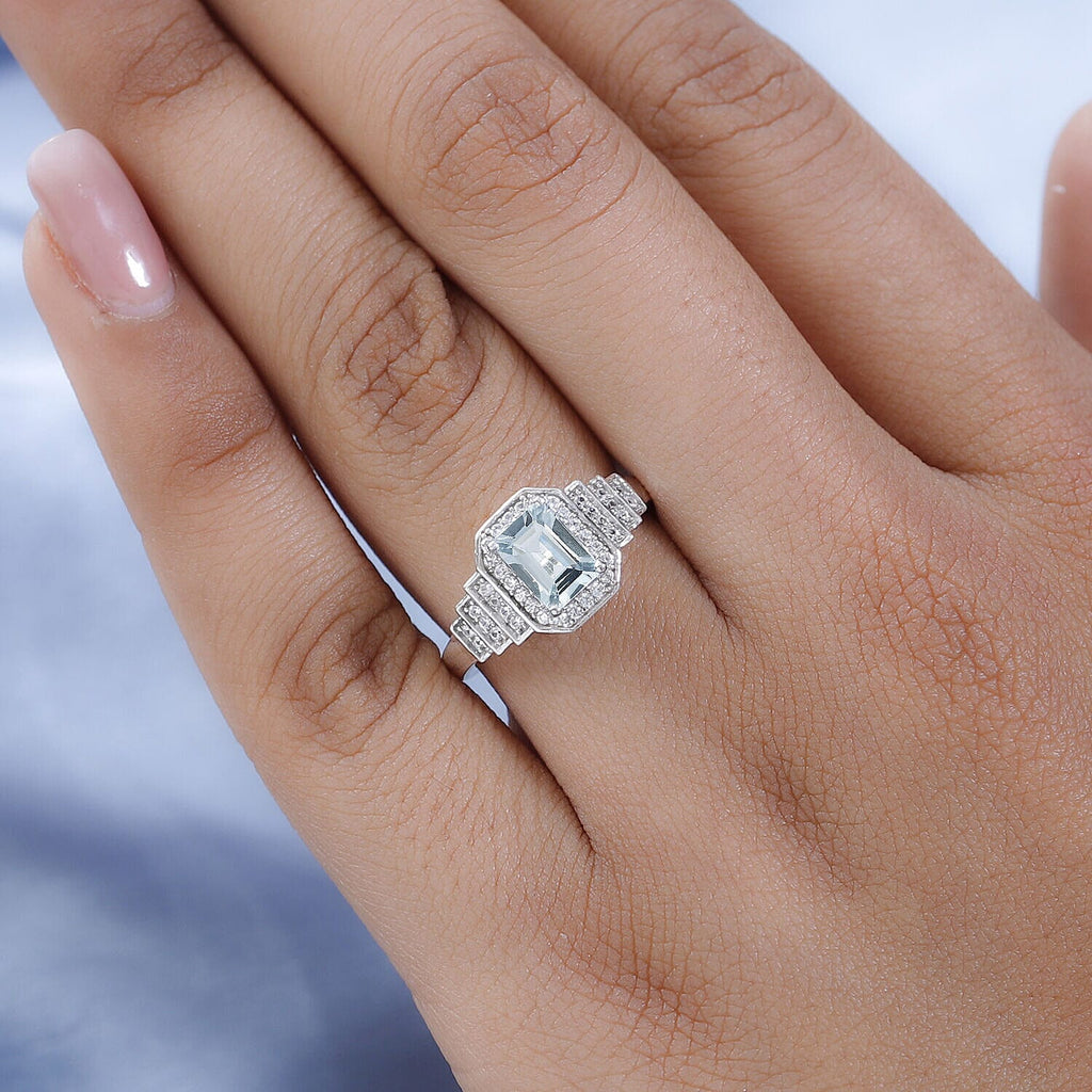 Espirito Santo Aquamarine and Natural Zircon Ring in Platinum Overlay Sterling Silver 1.28 Ct