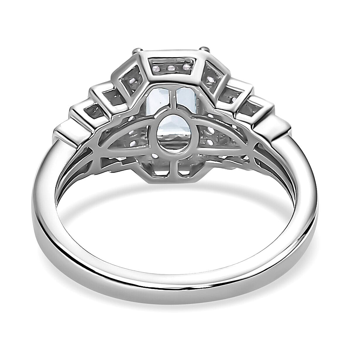 Espirito Santo Aquamarine and Natural Zircon Ring in Platinum Overlay Sterling Silver 1.28 Ct 7378505 8
