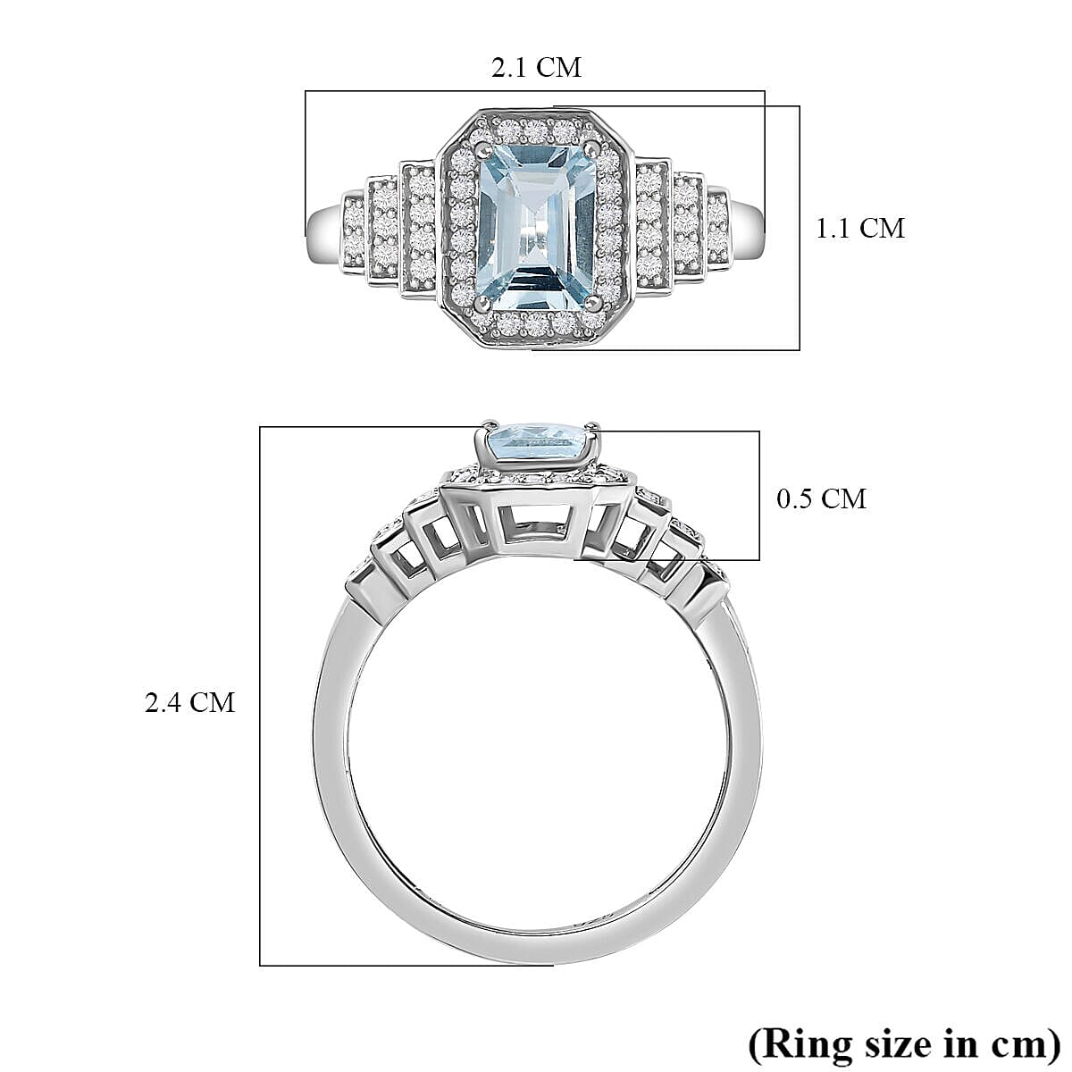 Espirito Santo Aquamarine and Natural Zircon Ring in Platinum Overlay Sterling Silver 1.28 Ct 7378505 10
