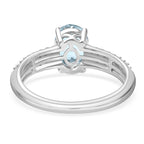Aquamarine & White Zircon Ring in Rhodium Overlay Sterling Silver 1.34 Ct.