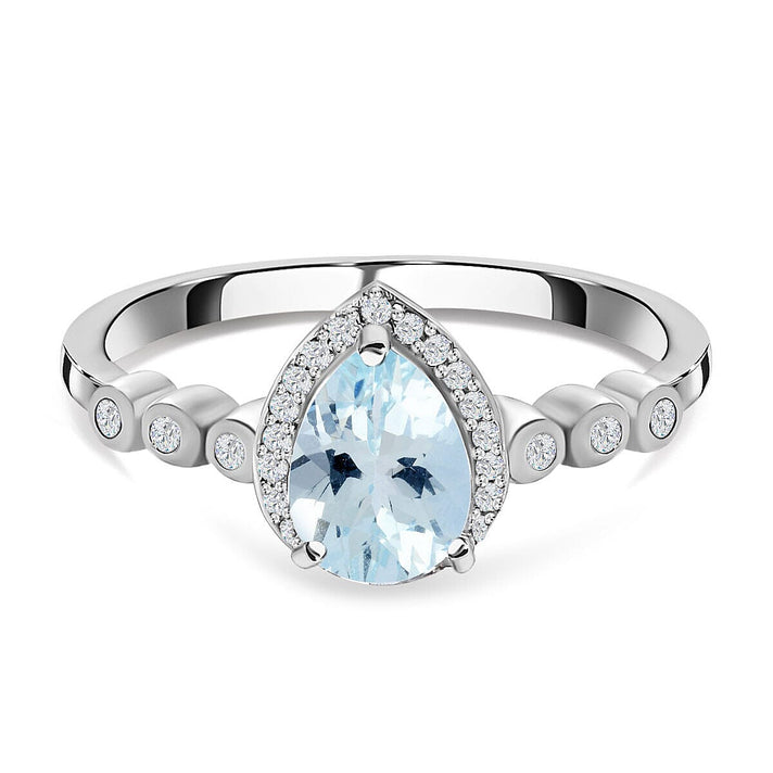 Espirito Santo Aquamarine and Natural Zircon Ring in Platinum Overlay Sterling Silver 1.12 Ct 7373371 1