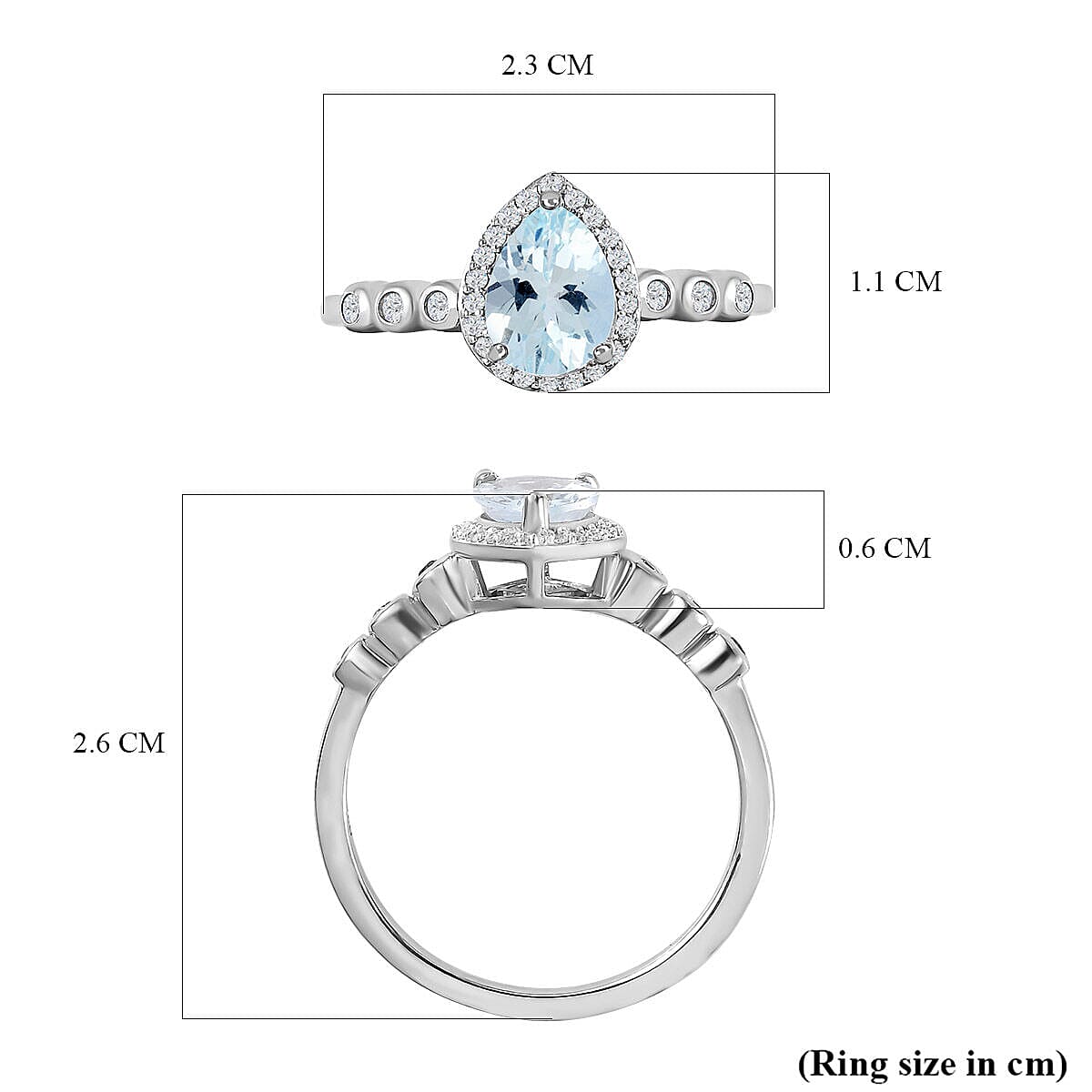 Espirito Santo Aquamarine and Natural Zircon Ring in Platinum Overlay Sterling Silver 1.12 Ct 7373371 10