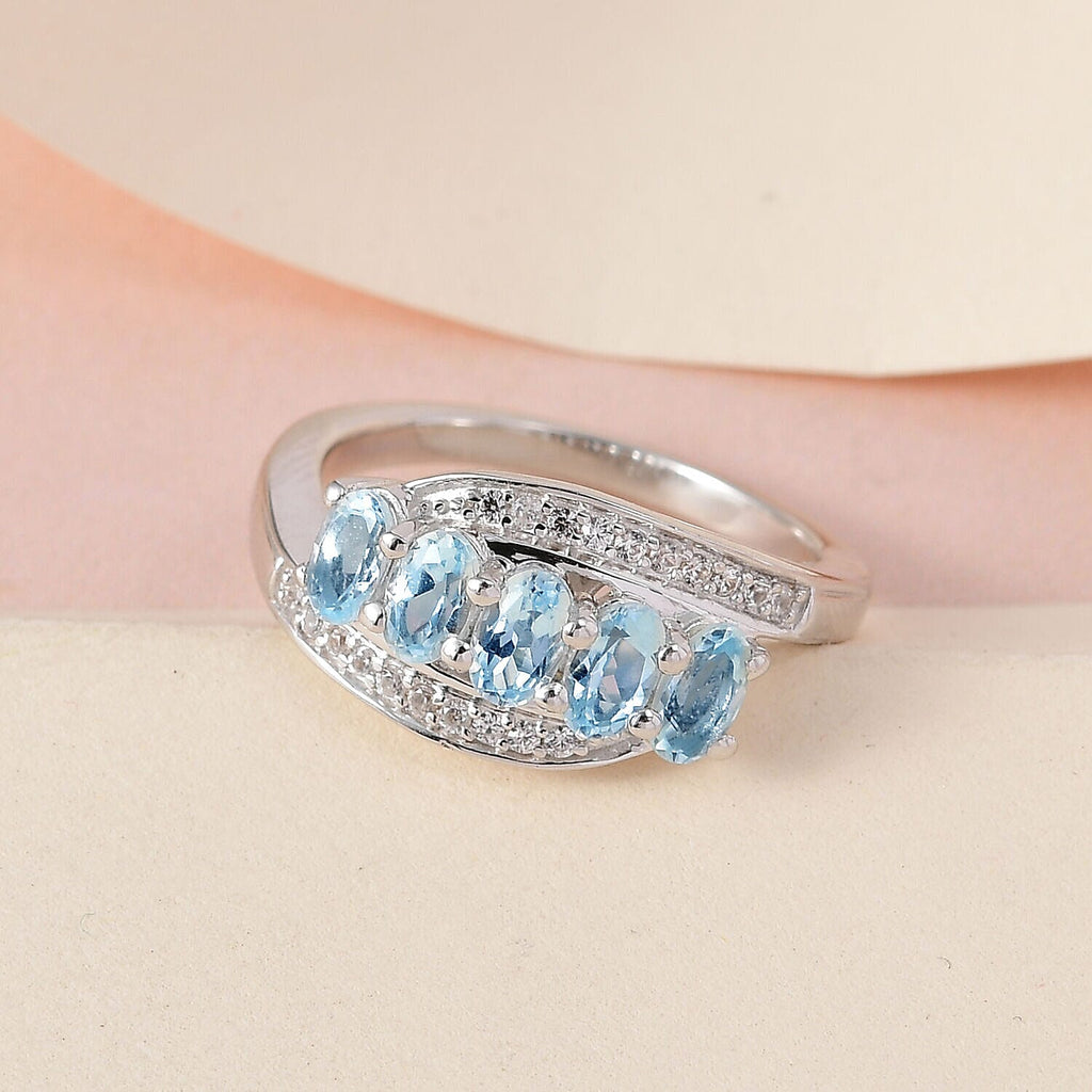 Espirito Santo Aquamarine and Natural Zircon Ring in Platinum Overlay Sterling Silver 1.27 Ct