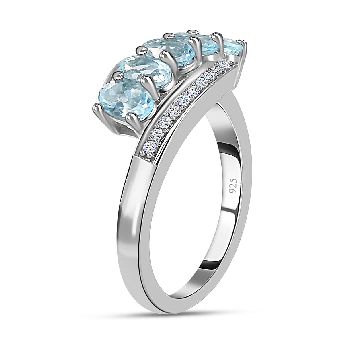 Espirito Santo Aquamarine and Natural Zircon Ring in Platinum Overlay Sterling Silver 1.27 Ct 7372443 6