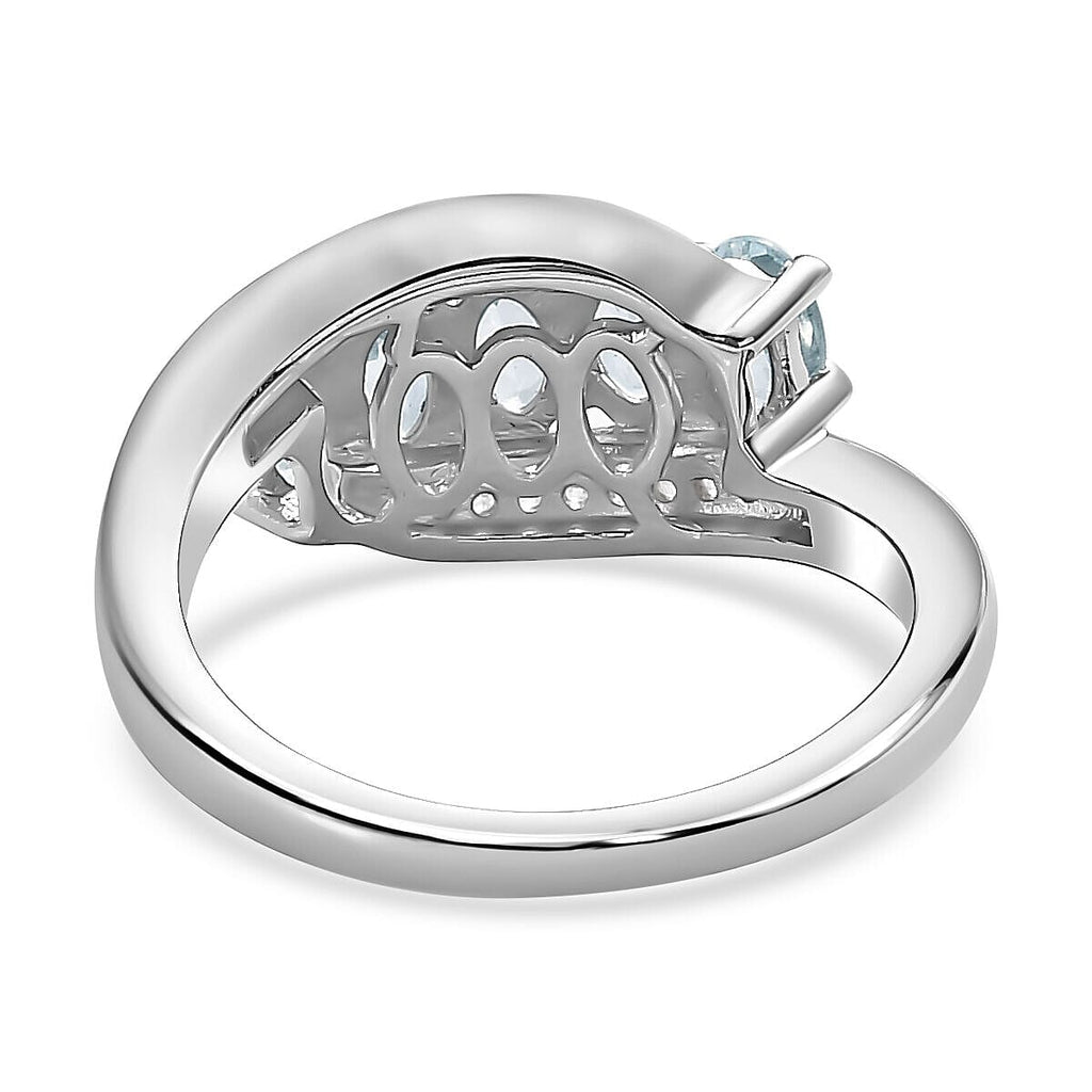 Espirito Santo Aquamarine and Natural Zircon Ring in Platinum Overlay Sterling Silver 1.27 Ct
