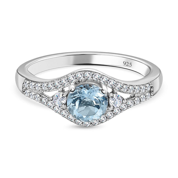 Espirito Santo Aquamarine and Natural Zircon Ring in Platinum Overlay Sterling Silver 1.22 Ct 7372521 1