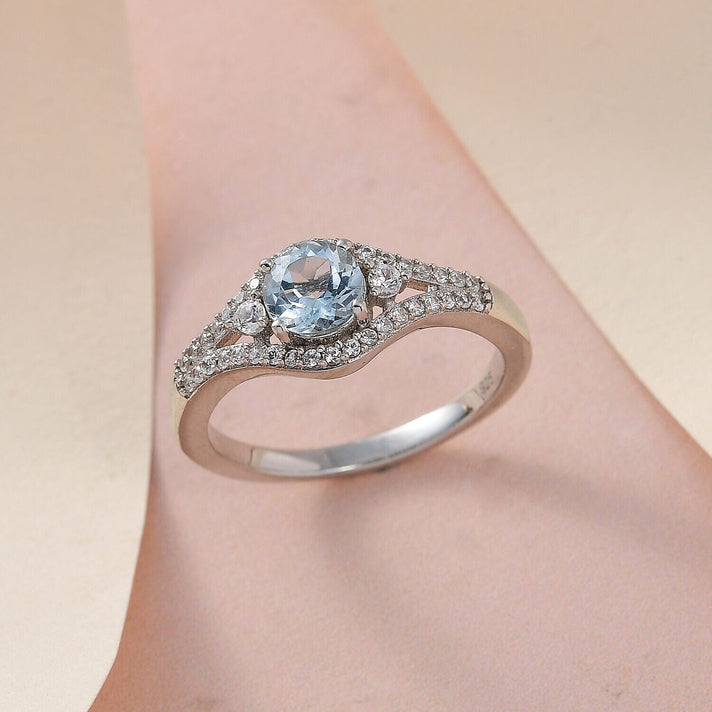 Espirito Santo Aquamarine and Natural Zircon Ring in Platinum Overlay Sterling Silver 1.22 Ct 7372521 2