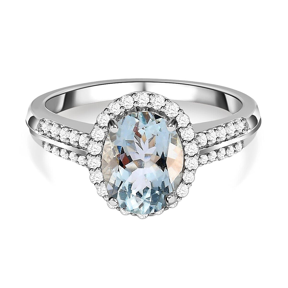 Espirito Santo Aquamarine and Natural Zircon Ring in Platinum Overlay Sterling Silver 2.05 Ct 7379052 0