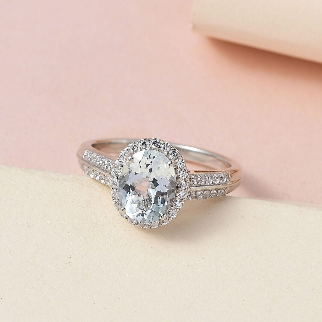 Espirito Santo Aquamarine and Natural Zircon Ring in Platinum Overlay Sterling Silver 2.05 Ct