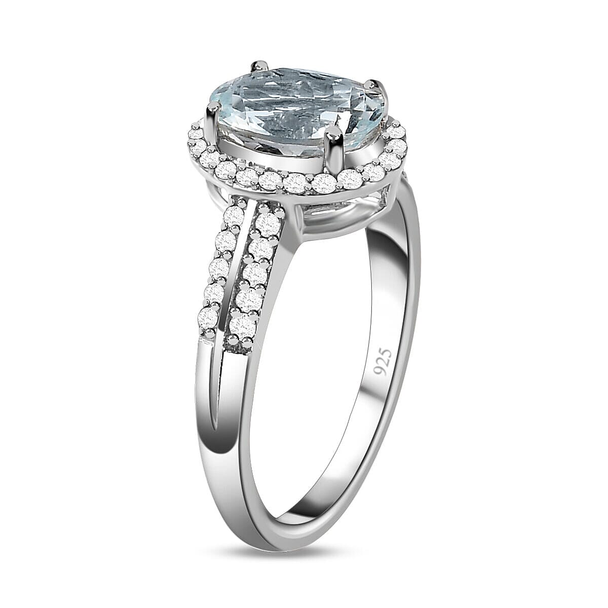 Espirito Santo Aquamarine and Natural Zircon Ring in Platinum Overlay Sterling Silver 2.05 Ct 7379052 6