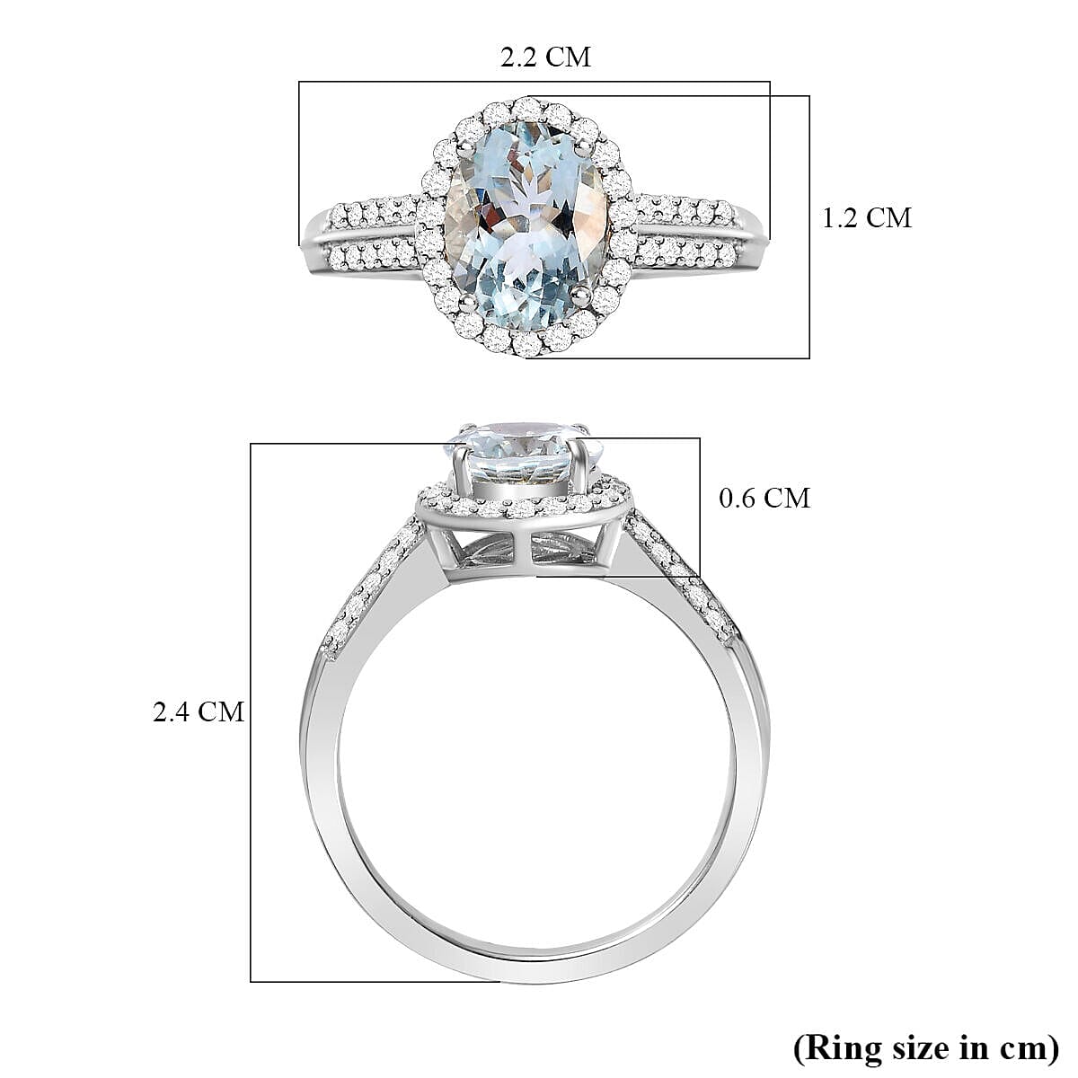 Espirito Santo Aquamarine and Natural Zircon Ring in Platinum Overlay Sterling Silver 2.05 Ct 7379052 10