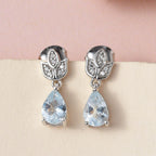 Espirito Santo Aquamarine & Natural Zircon Earrings in Platinum Overlay Sterling Silver 1.284 Ct
