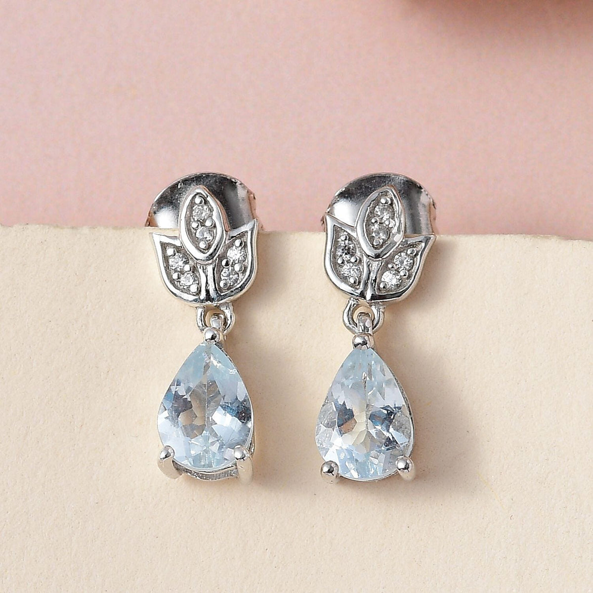 Espirito Santo Aquamarine &amp; Natural Zircon Earrings in Platinum Overlay Sterling Silver 1.284 Ct 7372544 2