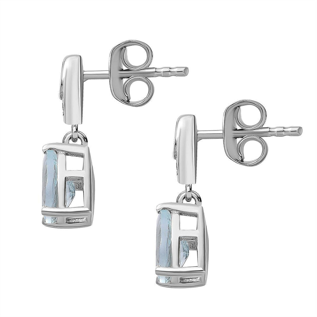 Espirito Santo Aquamarine & Natural Zircon Earrings in Platinum Overlay Sterling Silver 1.284 Ct