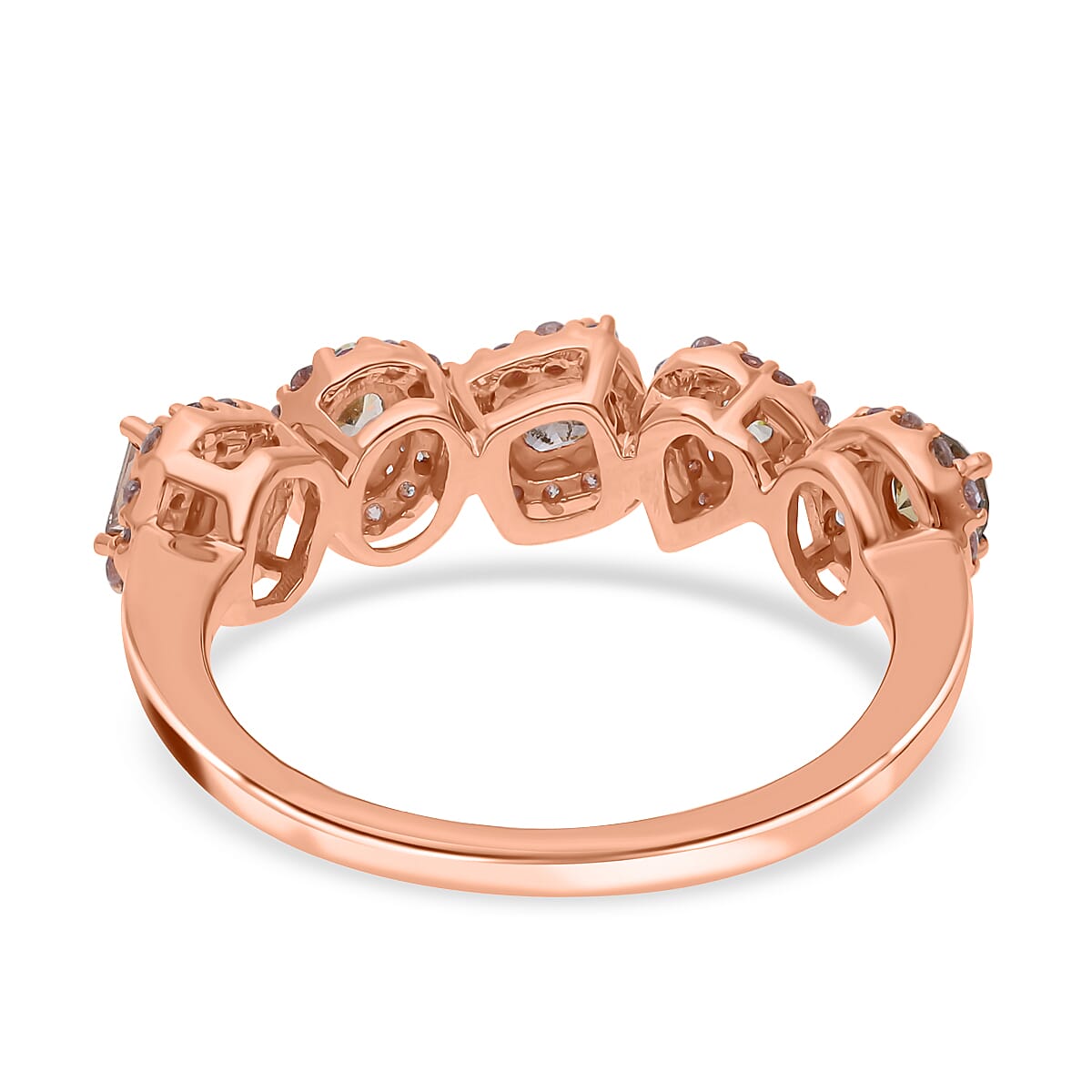 Natural Yellow, Pink Green and Champagne Diamond Halo Ring in 14K Rose Gold, SGL Certified 7556727 4