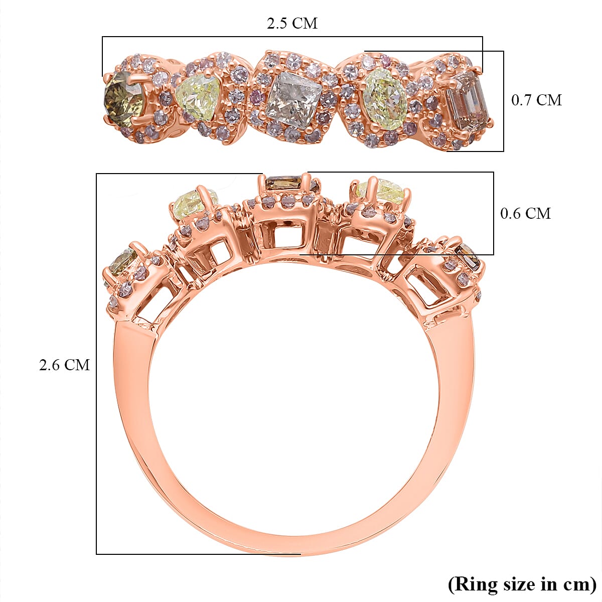 Natural Yellow, Pink Green and Champagne Diamond Halo Ring in 14K Rose Gold, SGL Certified 7556727 5