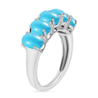 Arizona Sleeping Beauty Turquoise 5 Stone Ring in Platinum Overlay Sterling Silver 2.28 Ct