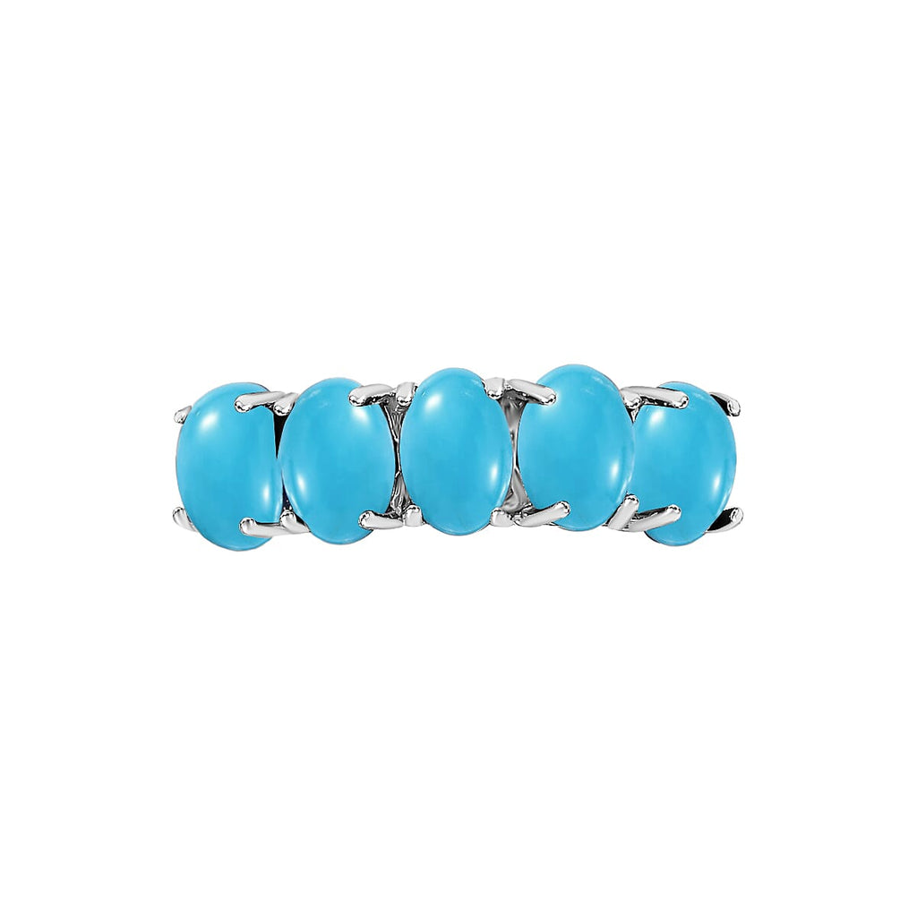 Arizona Sleeping Beauty Turquoise 5 Stone Ring in Platinum Overlay Sterling Silver 2.28 Ct