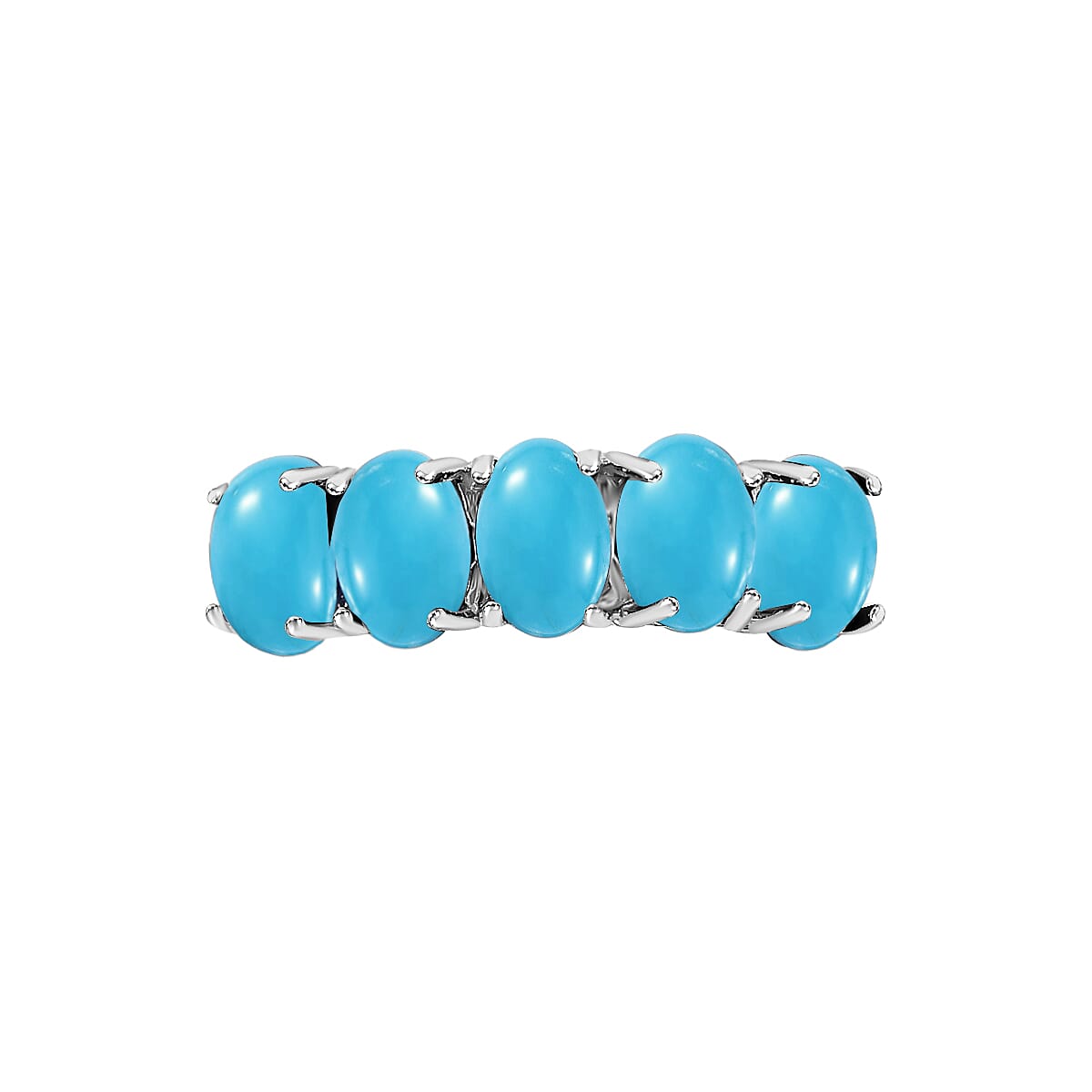 Arizona Sleeping Beauty Turquoise 5 Stone Ring in Platinum Overlay Sterling Silver 2.28 Ct 8009142 3