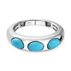 Arizona Sleeping Beauty Turquoise 3 Stone Band Ring in Platinum Overlay Sterling Silver 1.32 Ct.