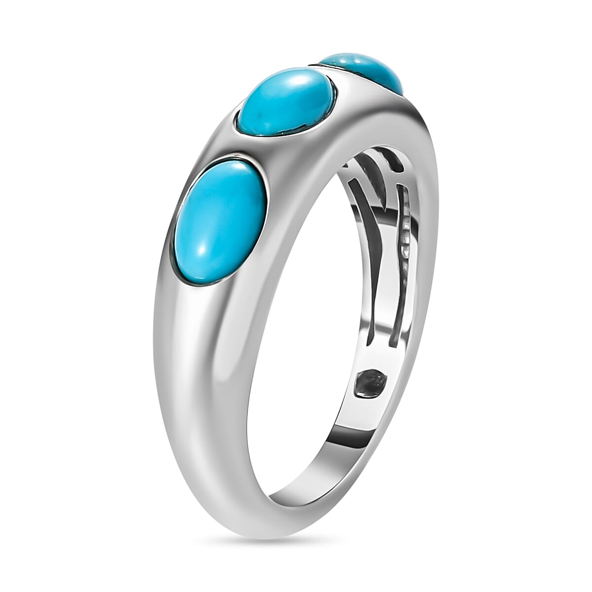Arizona Sleeping Beauty Turquoise Band Ring in Platinum Overlay Sterling Silver 1.32 Ct. 7205392 4