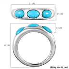 Arizona Sleeping Beauty Turquoise 3 Stone Band Ring in Platinum Overlay Sterling Silver 1.32 Ct.