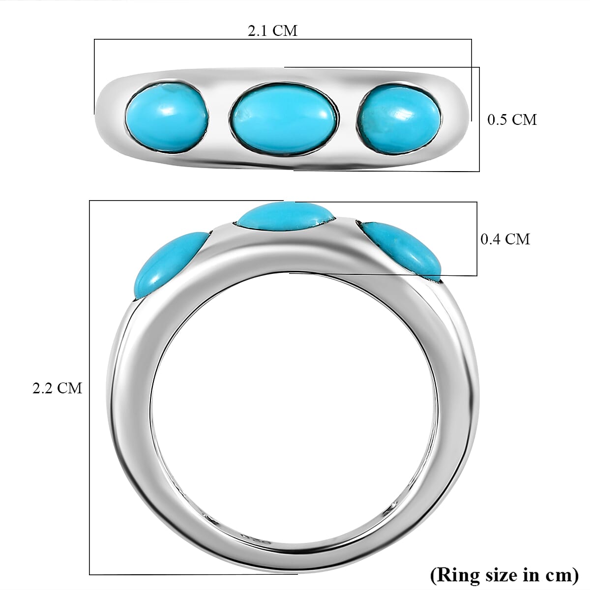 Arizona Sleeping Beauty Turquoise Band Ring in Platinum Overlay Sterling Silver 1.32 Ct. 7205392 6
