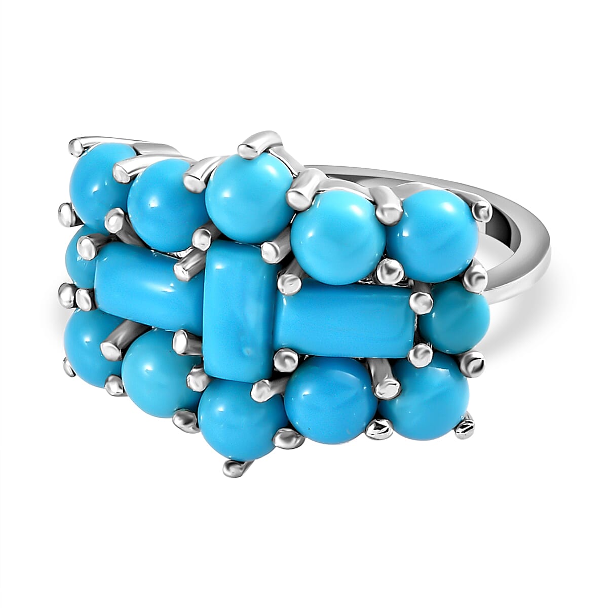 Arizona Sleeping Beauty Turquoise Boat Ring in Platinum Overlay Sterling Silver 4.56 Ct. 7162699 0