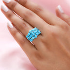 Arizona Sleeping Beauty Turquoise Boat Ring in Platinum Overlay Sterling Silver 4.56 Ct.