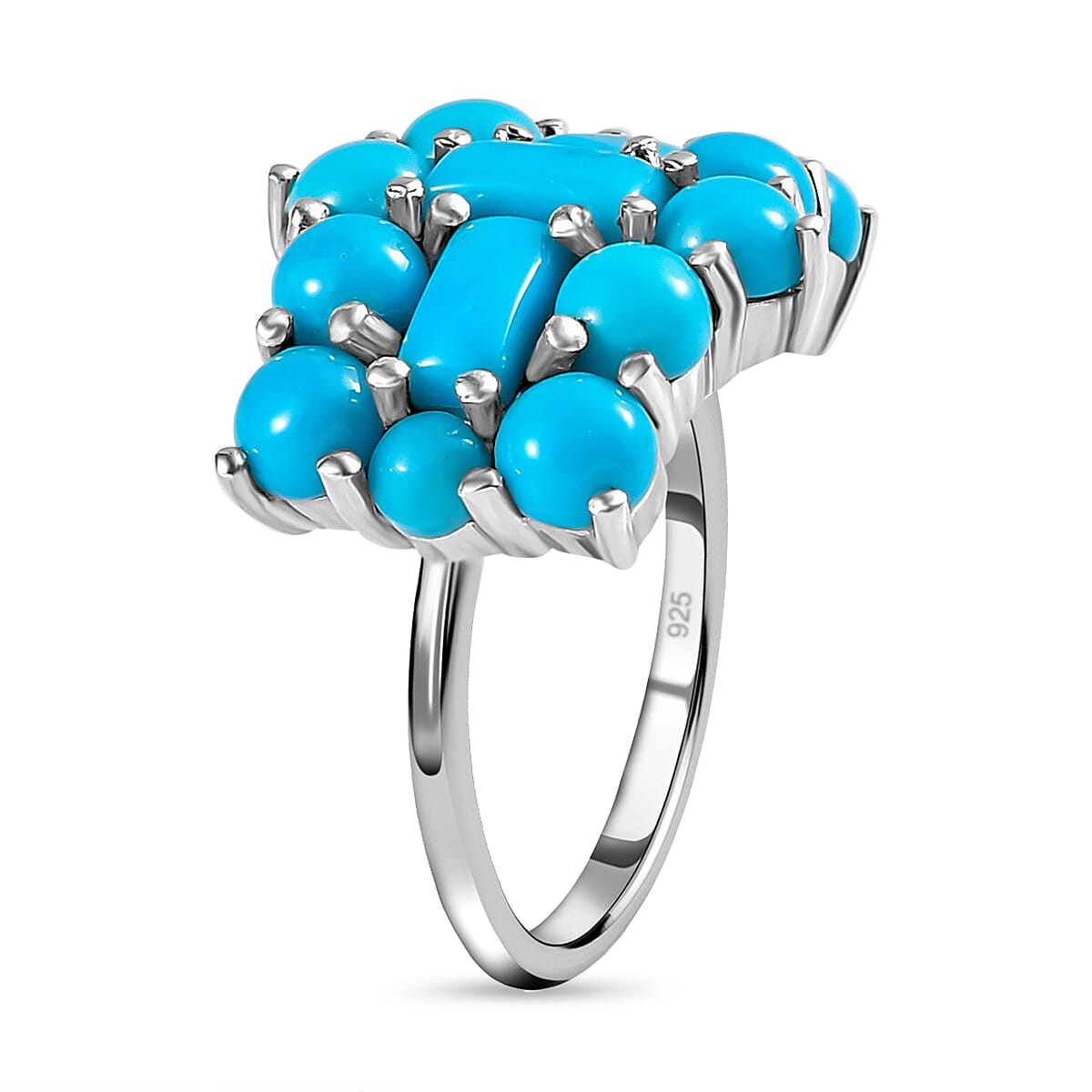 Arizona Sleeping Beauty Turquoise Boat Ring in Platinum Overlay Sterling Silver 4.56 Ct. 7162699 4