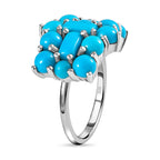 Arizona Sleeping Beauty Turquoise Boat Ring in Platinum Overlay Sterling Silver 4.56 Ct.